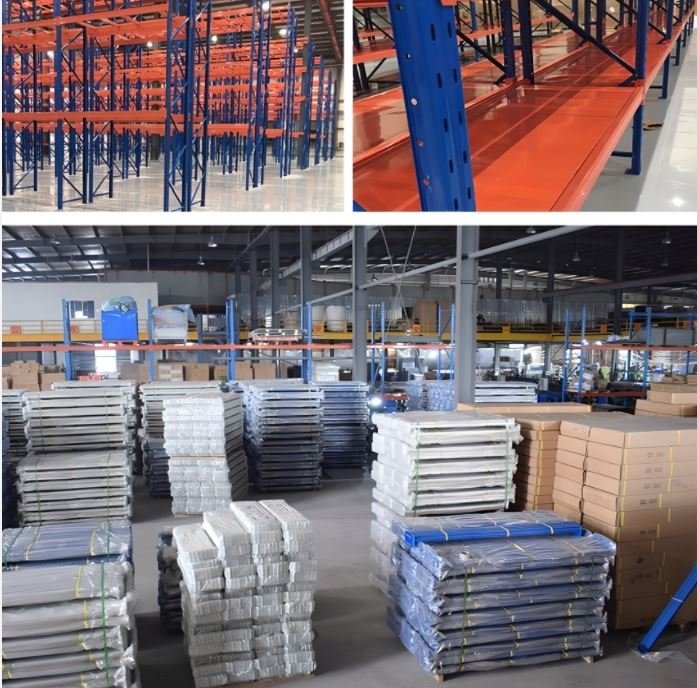 Adjustable heavy-duty storage rack with boltless beam design for warehouse pallet storage